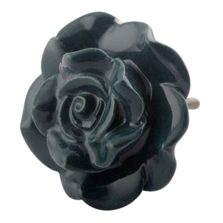 Forest Green Big Rose Ceramic Flower Dresser Knobs Online